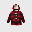 Toddler Boys' Plaid Faux Wool Coat - Cat & Jack Red/black