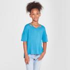 Girls' Cold Clavicle Short Sleeve T-shirt - Art Class Blue