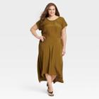 Women's Plus Size Short Sleeve Cut Out Dress - A New Day Brown
