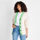 Women's Varsity Cardigan - Future Collective With Kahlana Barfield Brown Cream/green Xxs