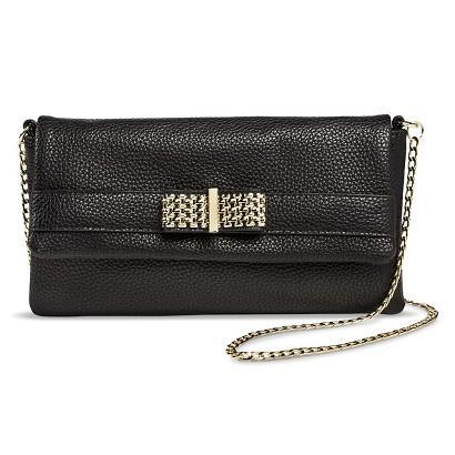 Sam & Libby Women's Metal Bow Clutch Handbag - Black