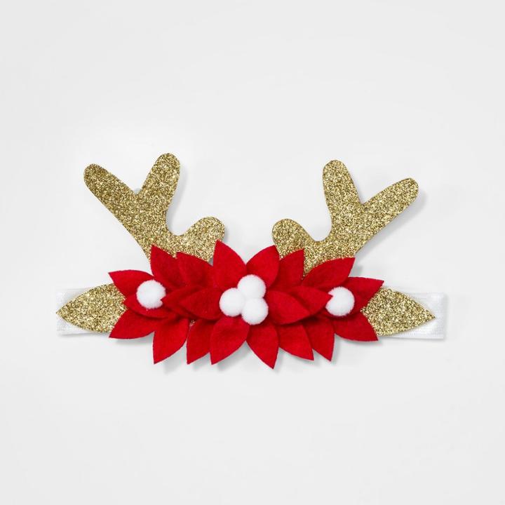 Baby Girls' Mistletoe Antler Head Wrap - Cloud Island Red/gold,