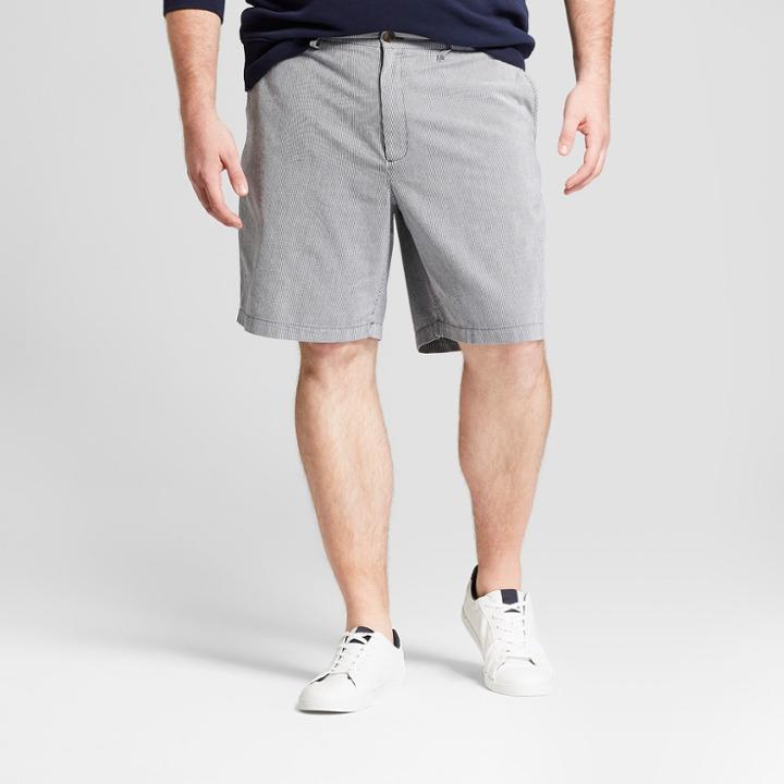 Target Men's Big & Tall 9 Striped Linden Flat Front Chino Shorts - Goodfellow & Co Blue 58, Williamsburg Navy