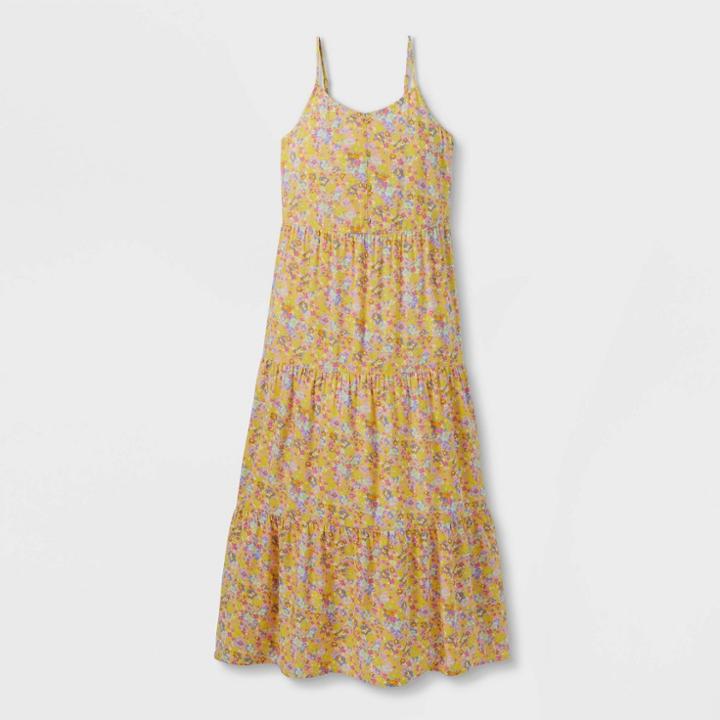 Girls' Floral Button-front Maxi Dress - Art Class