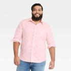 Men's Big & Tall Animal Print Standard Fit Stretch Poplin Long Sleeve Button-down Shirt - Goodfellow & Co Ballet Pink