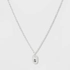 Initial S Tag Necklace - A New Day Silver, Women's,