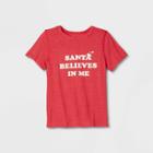 Kids' Adaptive Short Sleeve 'santa Believes In Me' Graphic T-shirt - Cat & Jack Red