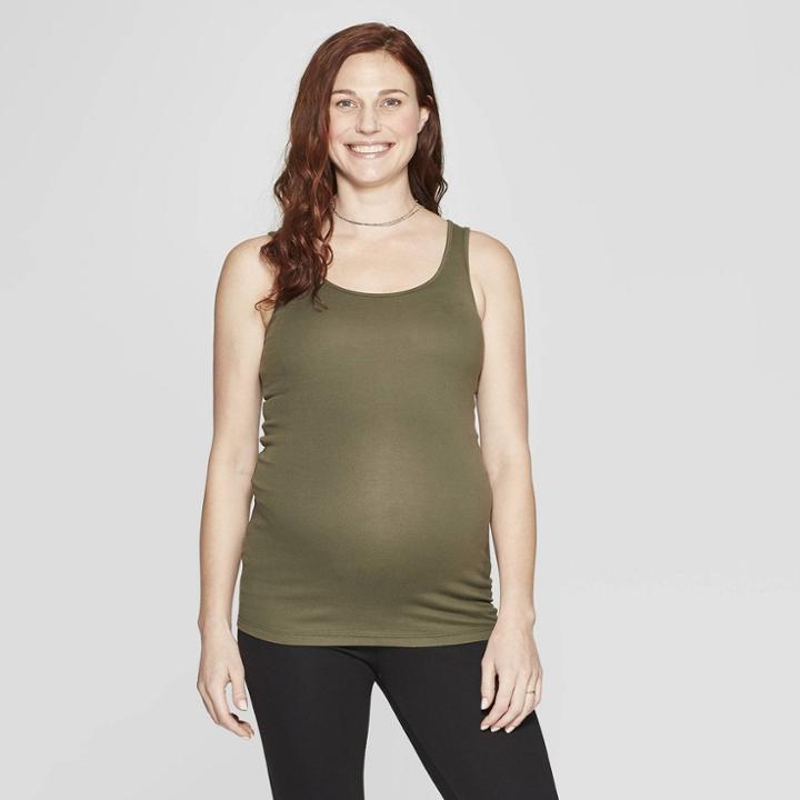 Maternity Scoop Neck Tank Top - Isabel Maternity By Ingrid & Isabel Olive (green)