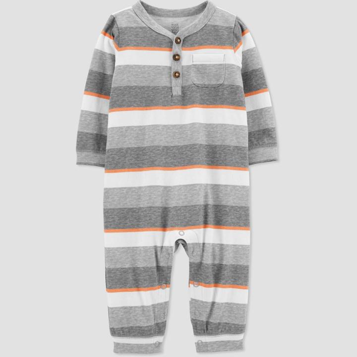 Baby Boys' Striped Jumpsuit - Just One You Made By Carter's Orange/gray
