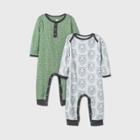 Baby Boys' 2pk Little Cub Romper - Cloud Island Olive Green Newborn