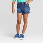 Toddler Girls' Polka Dot Jean Shorts - Cat & Jack Blue 12m, Toddler Girl's