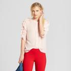 Women's 3/4 Sleeve Lace Mix Ruffle Shoulder Top - Who What Wear Pink