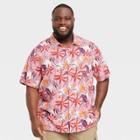 Men's Big & Tall Short Sleeve Knit Button-down Shirt - Goodfellow & Co Berry Pink
