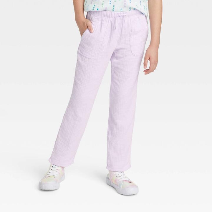 Girls' Pull-on Gauze Pants - Cat & Jack Violet