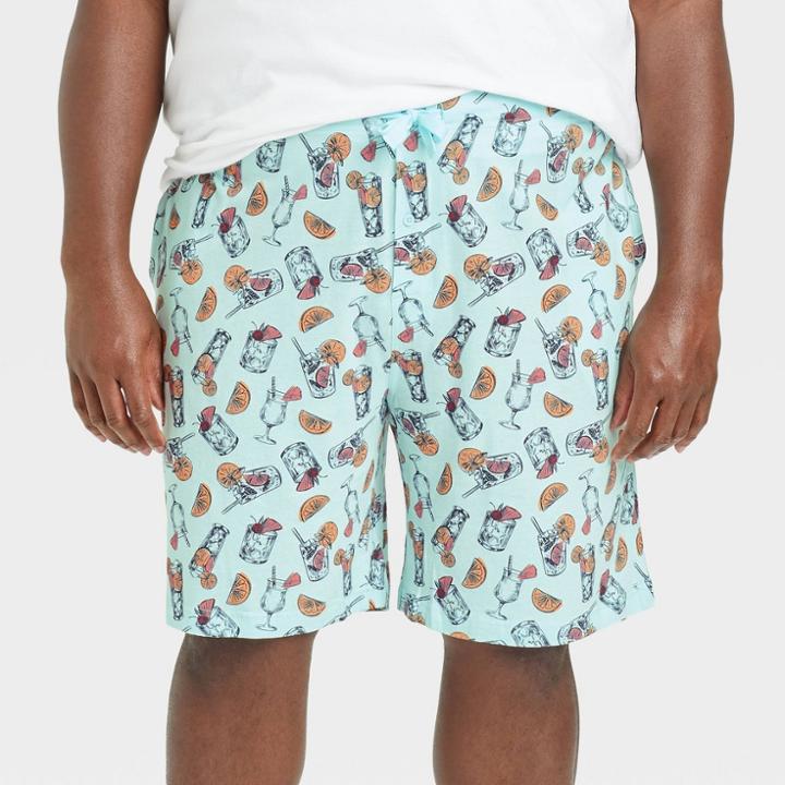 Men's Big & Tall 9 Print Knit Pajama Shorts - Goodfellow & Co Aqua Blue