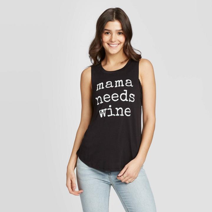 Women's Mama Needs Wine Graphic Tank Top - Grayson Threads - Black