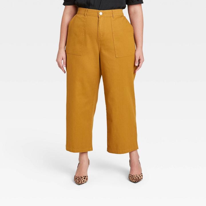 Women's Plus Size High-rise Regular Fit Wide Leg Pants - Who What Wear Brown