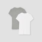 Women's Short Sleeve Ribbed 2pk Bundle T-shirt - A New Day White/gray