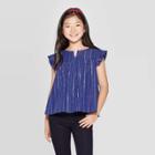 Girls' Lurex Stripe Top - Cat & Jack Blue