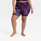 Women's Plus Size Ultra High-rise Bike Shorts - All In Motion Black Tropical Floral
