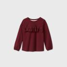 Toddler Girls' Eyelet Long Sleeve T-shirt - Cat & Jack Burgundy