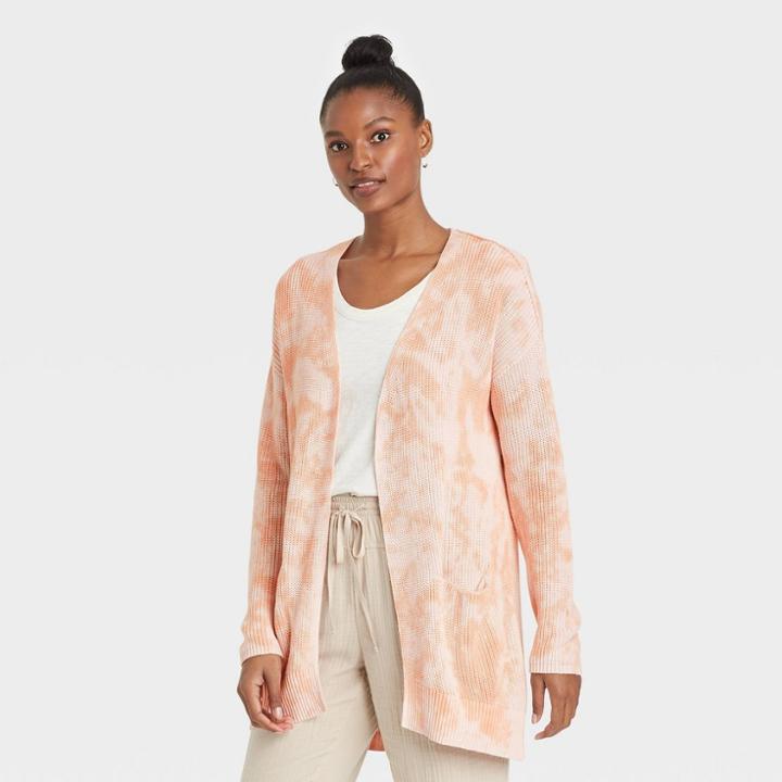 Women's Tie-dye Cardigan - Universal Thread Light Coral