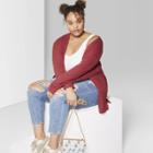 Women's Plus Size Long Sleeve Oversized Waffle Cardigan - Wild Fable Berry (pink)
