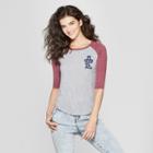 Women's 3/4 Sleeve Atl Monogram Raglan Graphic T-shirt - Awake Gray/burgundy M,