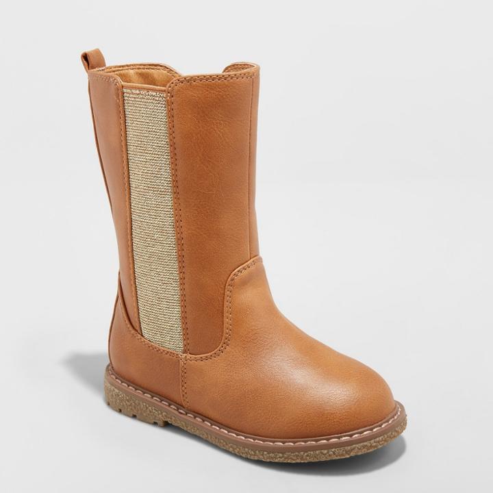 Toddler Girls' Rayland Stretch Ankle Fashion Boots - Cat & Jack Cognac (red)