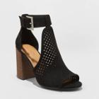 Women's Hannah Wide Width Microsuede Perf Shielded Heeled Pumps - Universal Thread Black 9w,