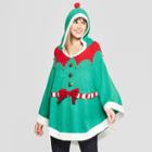 33 Degrees Women's Elf Ugly Christmas Poncho - 33degrees - Green