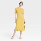 Women's Short Sleeve Rib Knit T-shirt Dress - A New Day Light Green