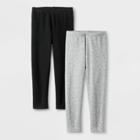 Toddler Girls' 2pk Cozy Leggings - Cat & Jack Black/heather Gray