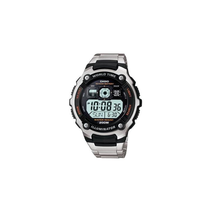 Casio Men's 10 Year Battery Stainless Steel Digital Watch - Silver (ae2000wd-1av), Size: Small, Silver/silver/silver