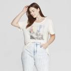 Women's Short Sleeve Crew Neck Happy Place Palms T-shirt - Zoe+liv (juniors') - White