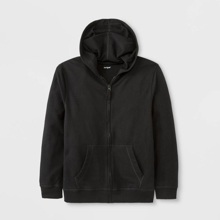 Boys' Adaptive Fleece Zip-up Hoodie - Cat & Jack Black
