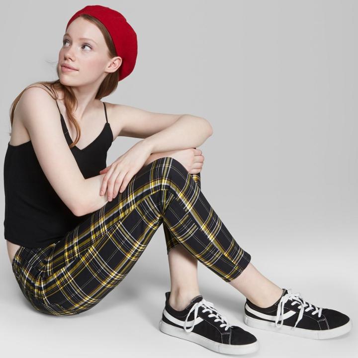 Women's Plaid High-rise Skinny Jeans - Wild Fable Black/yellow