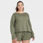 Women's Plus Size Supima Cotton Long Sleeve Top - All In Motion Olive Green