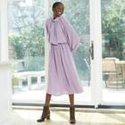 Women's Bishop Long Sleeve Shirred Dress - Prologue Purple