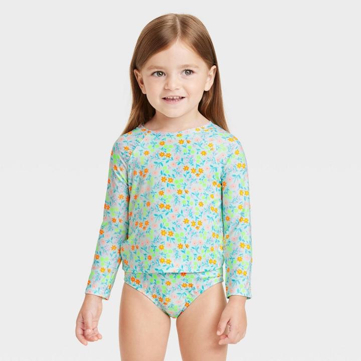 Toddler Girls' 2pc Floral Rash Guard Set - Cat & Jack