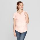 Maternity Short Sleeve Notch Neck Made With Love Graphic T-shirt - Isabel Maternity By Ingrid & Isabel Pink