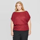 Women's Plus Size Batwing Sleeve Boat Neck Top - Prologue Gray