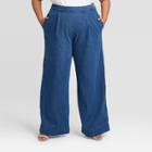 Women's Plus Size Mid-rise Side Button Wide Leg Trouser - Who What Wear Indigo Blue