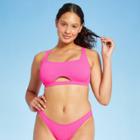 Juniors' Ribbed Front Cut Out Bralette Bikini Top - Xhilaration Pink D/dd Cup