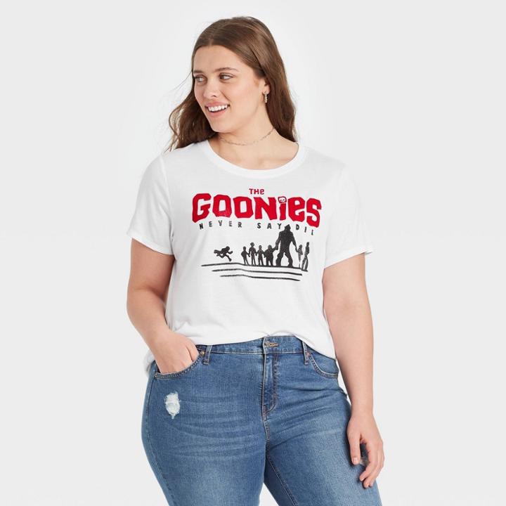 Modern Lux Women's Plus Size The Goonies Short Sleeve Graphic T-shirt - White