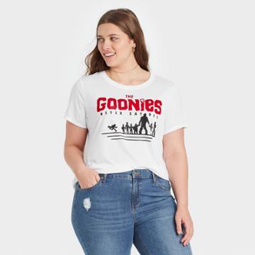 Modern Lux Women's Plus Size The Goonies Short Sleeve Graphic T-shirt - White