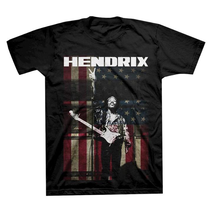 Men's Jimi Hendrix Flag T-shirt - Black