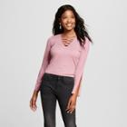 Women's Lattice Front Long Sleeve Top - Soul Cake (juniors') Red