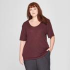 Target Women's Plus Size Short Sleeve Drapey T-shirt - Prologue Wine (red)