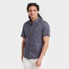 Men's Floral Print Regular Fit Short Sleeve Button-down Shirt - Goodfellow & Co Navy